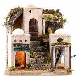 CASAS PUEBLO CORCHO LUZ 22X25X27CM