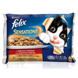 FELIX SENSATIONS BUEY POLLO Y TOMATE  4X100GR