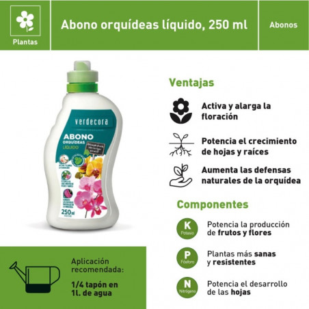 ABONO LIQUIDO ORQUIDEAS 250ML VERDECORA