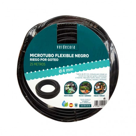 MICROTUBO FLEXIBLE NEGRO 4MMX25M VERDECORA