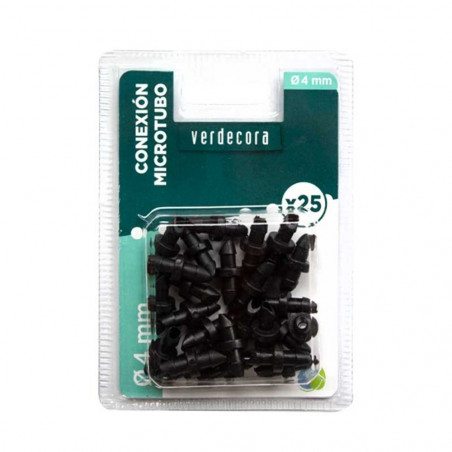 CONEXIÓN MICROTUBO 4 MM. - 25 UDS. VERDECORA
