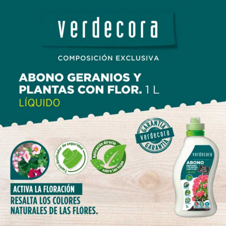 ABONO PLANTAS CON FLOR Y GERANIOS 1L VERDECORA