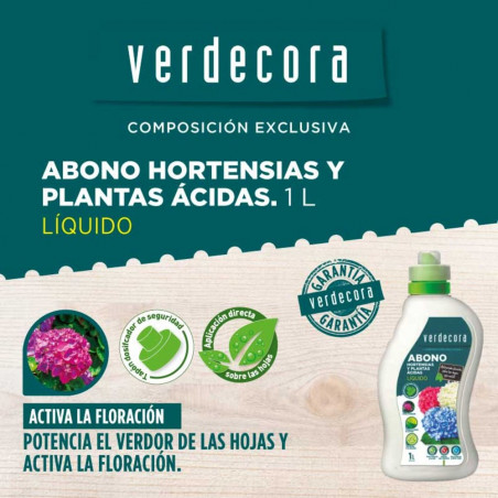 ABONO HORTENSIAS Y PLANTAS ÁCIDAS 1L VERDECORA