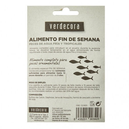 Alimento verdecora fin de semana peces