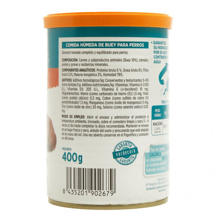 Alimento húmedo perro buey verdecora 400 gr