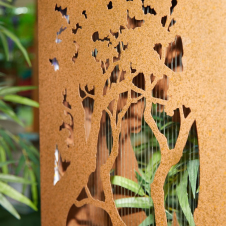 FUENTE SILUETA BOSQUE ACERO GALVANIZADO.