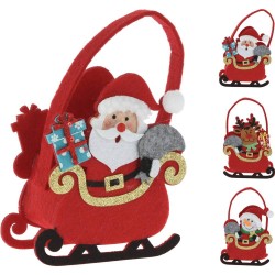 CESTA FIELTRO FIGURAS NAVIDAD 10.5X6X12.5CM