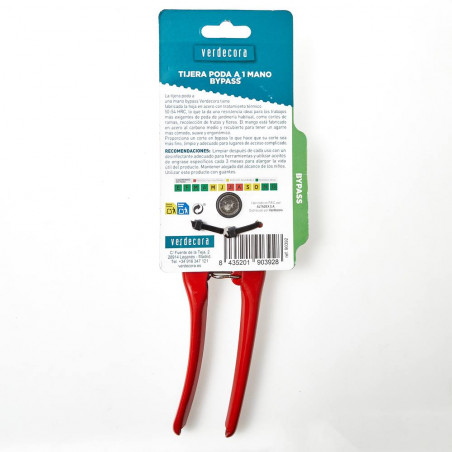 TIJERA DE PODAR 1 MANO CORTE BYPASS VERDECORA