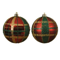BOLA TARTAN TRADICIONAL 8CM COLGANTE NAVIDAD