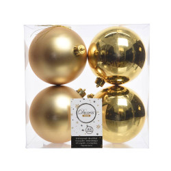 SET 4 BOLAS 10CM ORO NAVIDAD