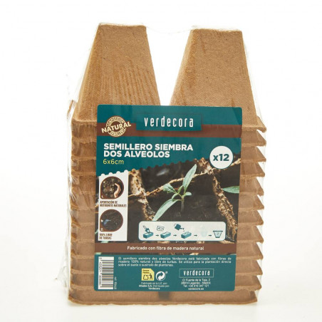 SEMILLERO 2 ALVEOLOS X12UDS FIBRA MADERA VERDECO
