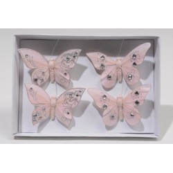 MARIPOSA X4 ROSA 10CM ALAMBRE