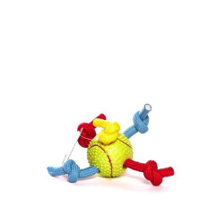 PELOTA GOMA PERRO CUERDA TRICOLOR DIAMETRO 6 CM