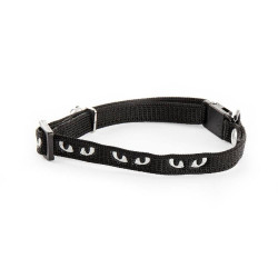 COLLAR GATO AJUSTABLE 30CM NEGRO OJO PLATA