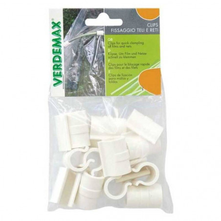CLIPS FIJACION FILM TUNEL CULTIVO 20 UNIDADES 10MM