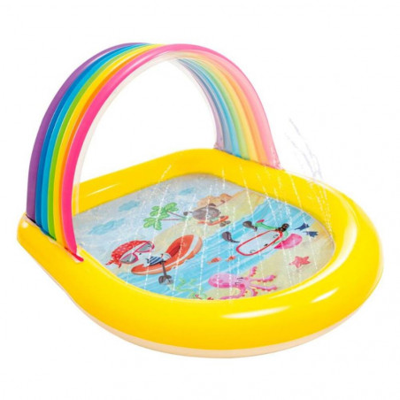 PISCINA HINCHABLE CON ARCOIRIS Y ASPERSORES 130X147X86CM