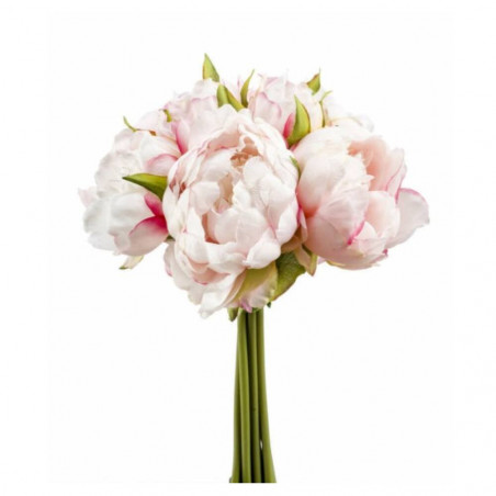 PEONIA ARTIFICIAL X8 ROSA CLARO 24CM RAMO