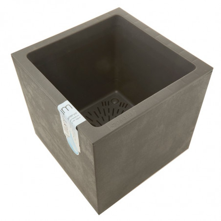 MACETA CUBO MILLENNIUM ANTRACITA CON RESERVA DE AGUA