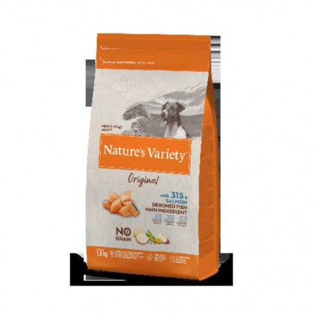 PIENSO PERRO NATURE'S VARIETY NO GRAIN AD MINI SALMON 1.5KG
