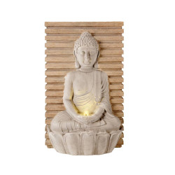 FUENTE BUDA EFECTO HORMIGÓN Y MADERA LED 28X72.5CM.