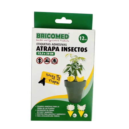 ETIQUETAS ADHESIVA ATRAPA INSECTOS 13,5X28CM 12