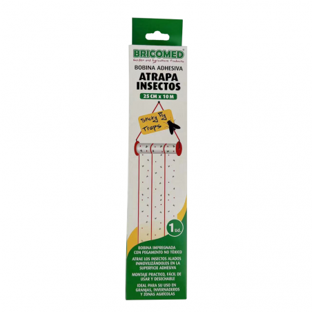 BOBINA ADHESIVA ATRAPA INSECTOS 25CMX10M