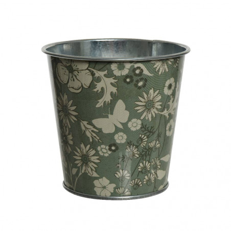 MACETA FLORES ZINC VERDE H10.5D10CM