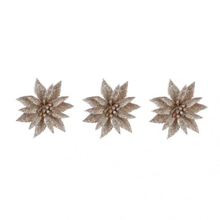 POINSETIA X3 ARTIFICIAL EN CLIP CHAMPAGNE PURPURINA