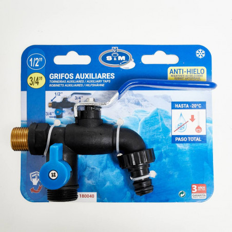 GRIFO DOBLE ANTIHIELO 1/2X3/4X3/4