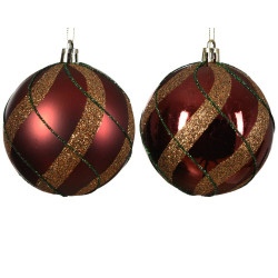 BOLA BURDEOS PURPURINA ORO 8CM