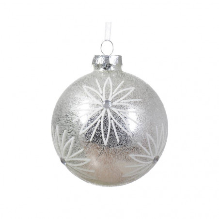 BOLA CRISTAL TRANSPARENTE PURPURINA 8CM