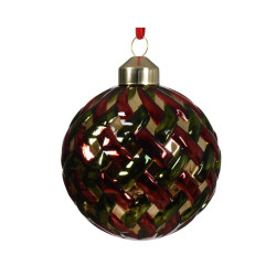 BOLA CRISTAL ROMBOS ROJO+VERDE 8CM