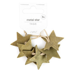 SET 6 ESTRELLAS DORADAS ZINC 3.7X3.9CM