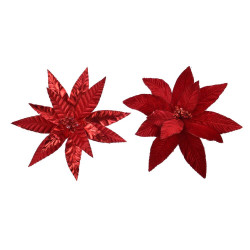 POINSETIA ARTIFICIAL CON CLIP ROJO 30CM