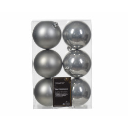 SET 6 BOLAS 8CM GRIS PLATA