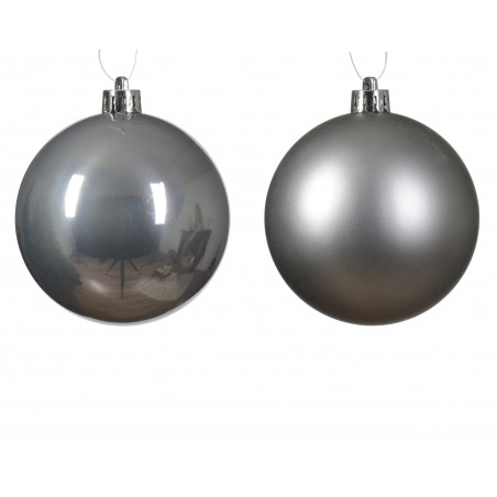 SET 6 BOLAS 8CM GRIS PLATA