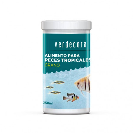 Alimento verdecora peces tropicales grano