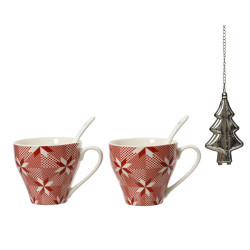 JUEGO DE TÉ COPOS ROJOS+BLANCOS