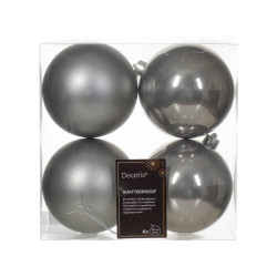 SET 4 BOLAS 10CM GRIS PLATA