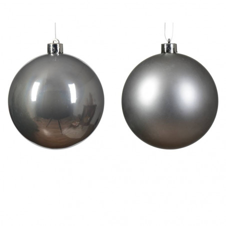 SET 4 BOLAS 10CM GRIS PLATA