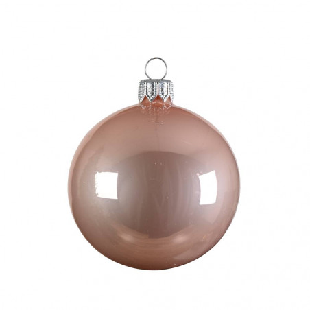BOLA CRISTAL ROSA PERLADO 15CM NAVIDAD