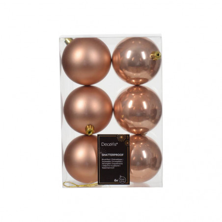 SET 6 BOLAS 8CM ROSA PERLADO