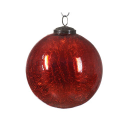 BOLA CRISTAL CRAQUELADO ROJO 13CM