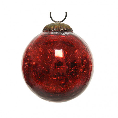 BOLA CRISTAL CRAQUELADO ROJO 10CM