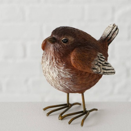 PÁJARO RESINA MARRÓN 8X9CM