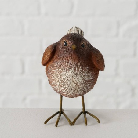 PÁJARO RESINA MARRÓN 8X9CM