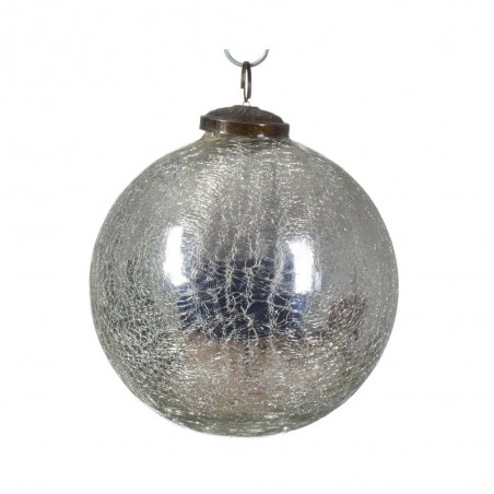 BOLA CRISTAL CRAQUELADO PLATA 13CM