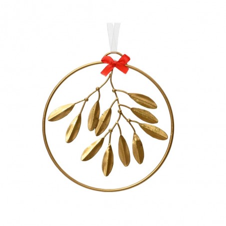 ARO METAL CON HOJAS DORADO 13CM