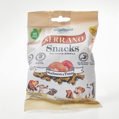 SERRANO SNACKS SALMÓN Y ATÚN 85 GRAMOS