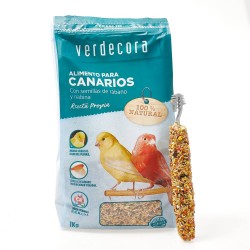 LOTE COMIDA PARA CANARIOS VERDECORA + BARRITA